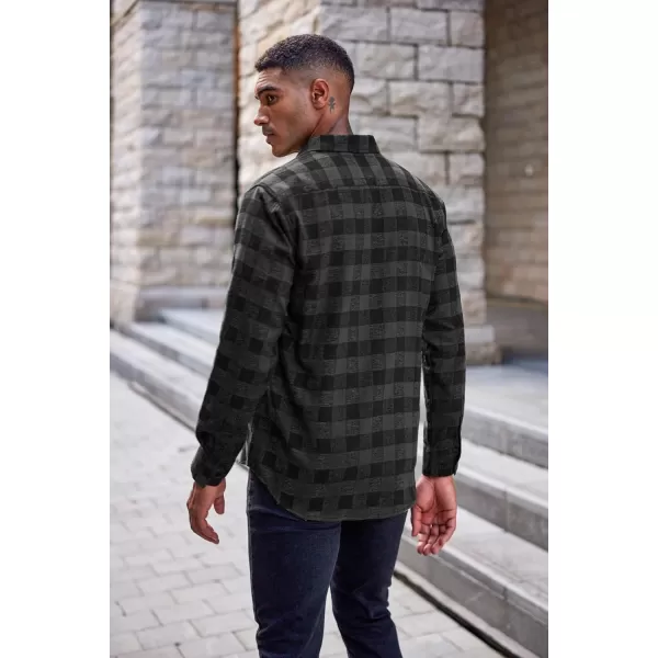 COOFANDY Men's Flannel Plaid Shirts Long Sleeve Button Down Casual Shirt Jacket