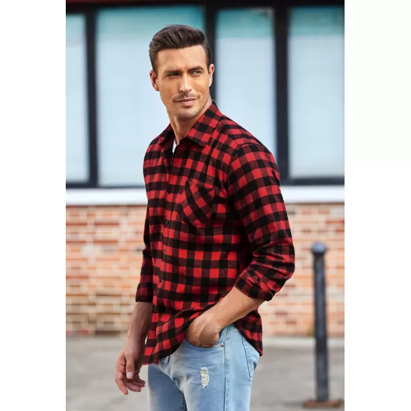 COOFANDY Men's Flannel Plaid Shirts Long Sleeve Button Down Casual Shirt Jacket