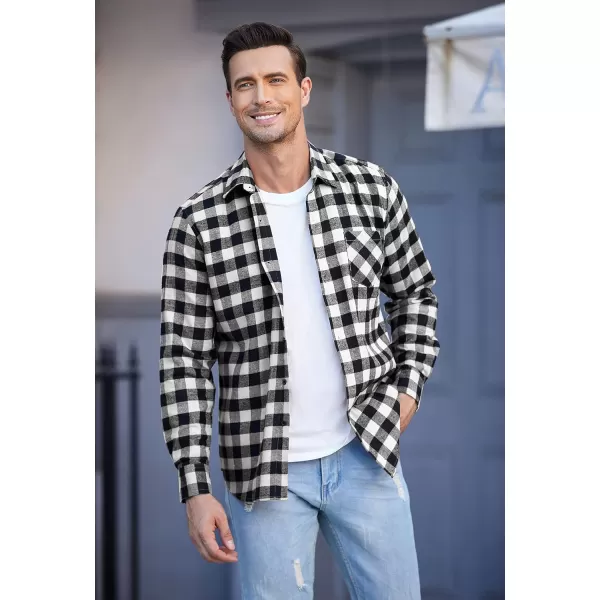 COOFANDY Men's Flannel Plaid Shirts Long Sleeve Button Down Casual Shirt Jacket