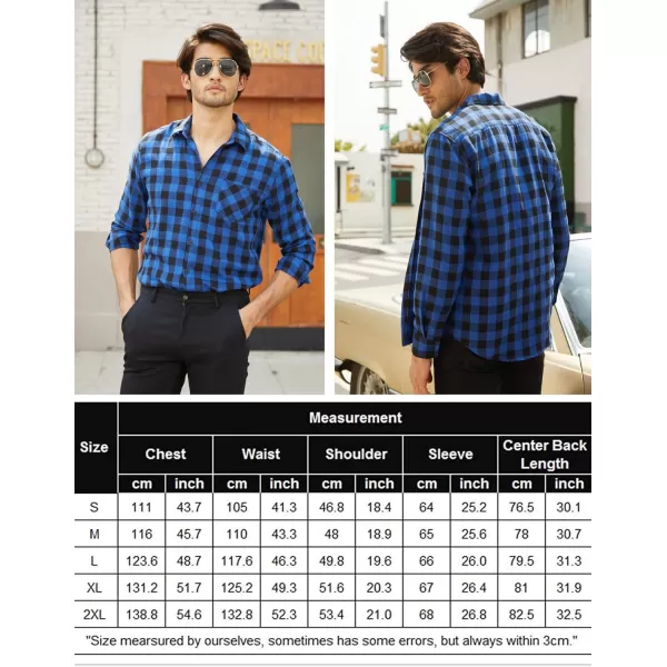 COOFANDY Men's Flannel Plaid Shirts Long Sleeve Button Down Casual Shirt Jacket