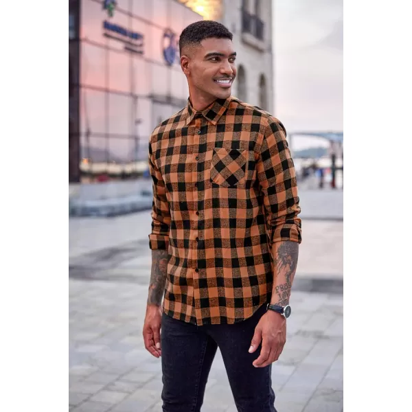 COOFANDY Men's Flannel Plaid Shirts Long Sleeve Button Down Casual Shirt Jacket
