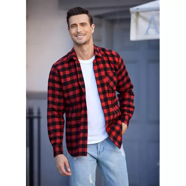 COOFANDY Men's Flannel Plaid Shirts Long Sleeve Button Down Casual Shirt Jacket