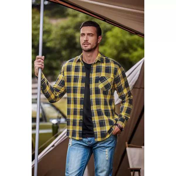 COOFANDY Men's Flannel Plaid Shirts Long Sleeve Button Down Casual Shirt Jacket