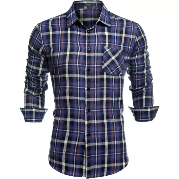 COOFANDY Men's Flannel Plaid Shirts Long Sleeve Button Down Casual Shirt Jacket