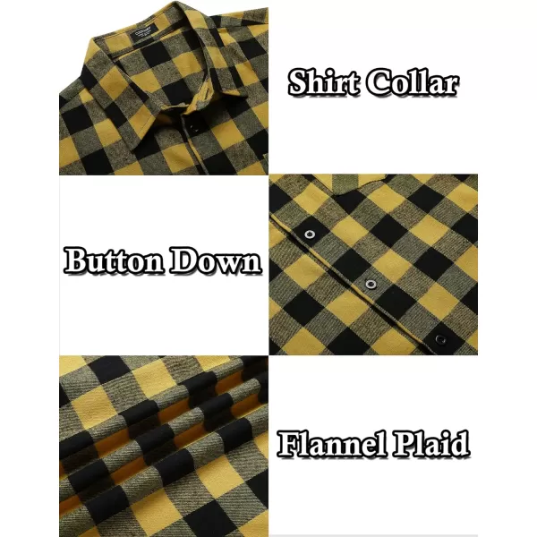 COOFANDY Men's Flannel Plaid Shirts Long Sleeve Button Down Casual Shirt Jacket
