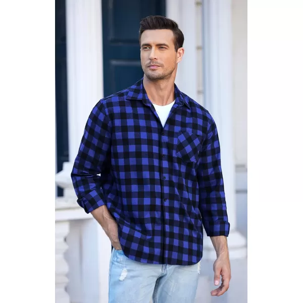 COOFANDY Men's Flannel Plaid Shirts Long Sleeve Button Down Casual Shirt Jacket