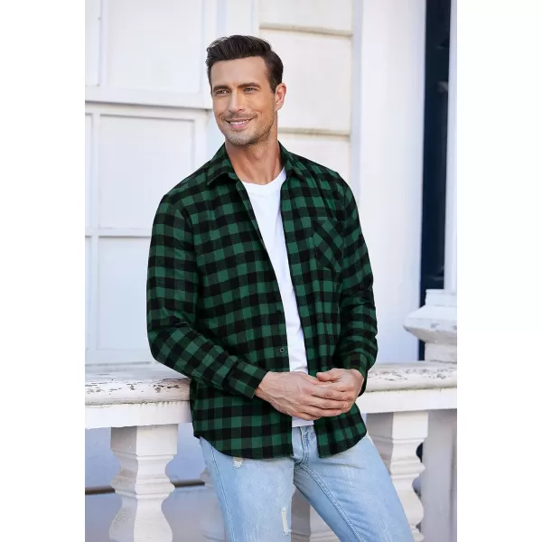 COOFANDY Men's Flannel Plaid Shirts Long Sleeve Button Down Casual Shirt Jacket