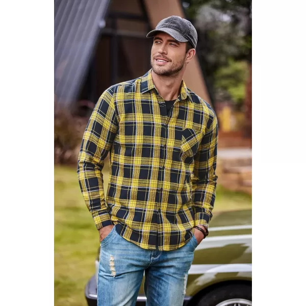 COOFANDY Men's Flannel Plaid Shirts Long Sleeve Button Down Casual Shirt Jacket