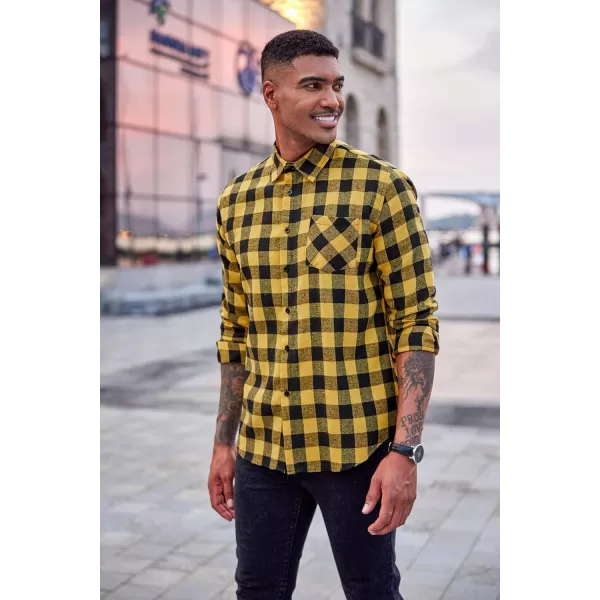 COOFANDY Men's Flannel Plaid Shirts Long Sleeve Button Down Casual Shirt Jacket