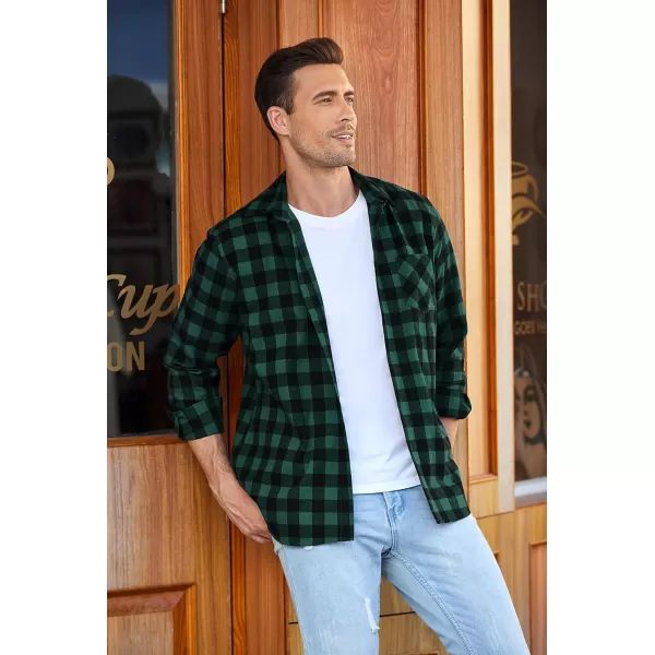 COOFANDY Men's Flannel Plaid Shirts Long Sleeve Button Down Casual Shirt Jacket