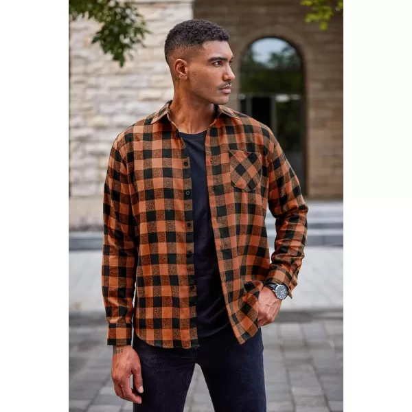 COOFANDY Men's Flannel Plaid Shirts Long Sleeve Button Down Casual Shirt Jacket