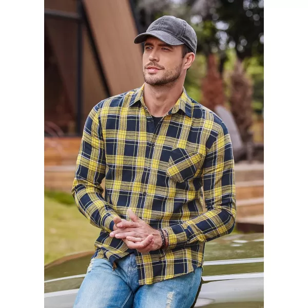 COOFANDY Men's Flannel Plaid Shirts Long Sleeve Button Down Casual Shirt Jacket
