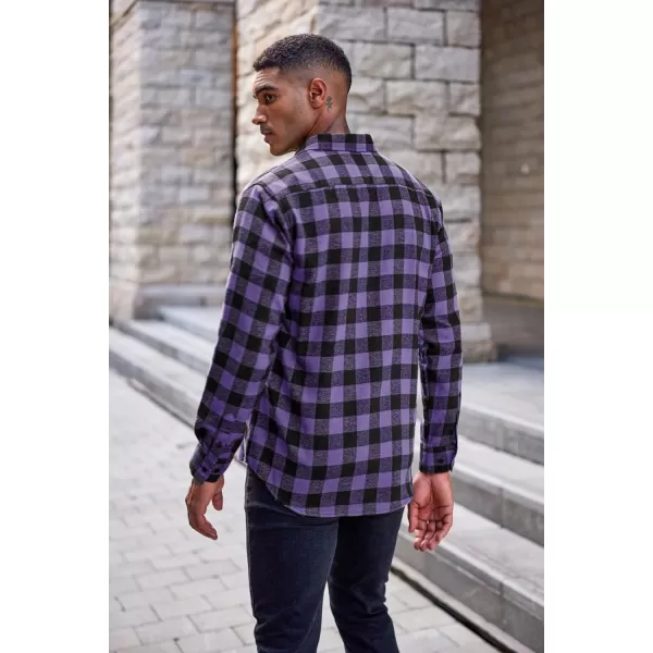 COOFANDY Men's Flannel Plaid Shirts Long Sleeve Button Down Casual Shirt Jacket
