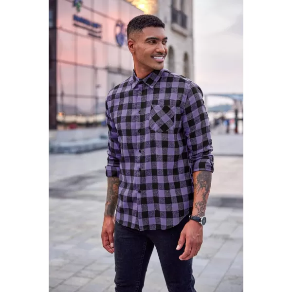 COOFANDY Men's Flannel Plaid Shirts Long Sleeve Button Down Casual Shirt Jacket