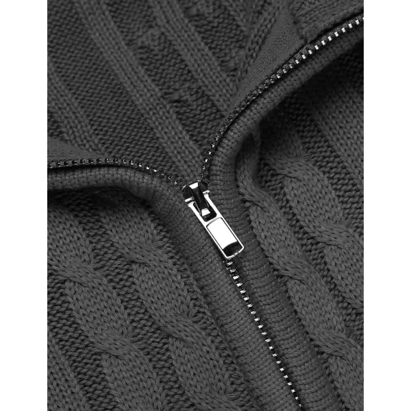 COOFANDY Men's Full Zip Cardigan Sweater Slim Fit Cable Knitted Zip Up Sweater with Pockets