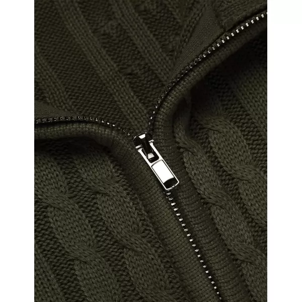 COOFANDY Men's Full Zip Cardigan Sweater Slim Fit Cable Knitted Zip Up Sweater with Pockets
