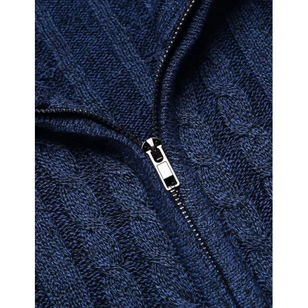 COOFANDY Men's Full Zip Cardigan Sweater Slim Fit Cable Knitted Zip Up Sweater with Pockets