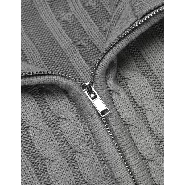 COOFANDY Men's Full Zip Cardigan Sweater Slim Fit Cable Knitted Zip Up Sweater with Pockets
