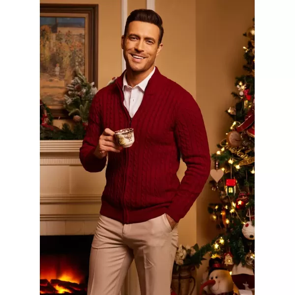 COOFANDY Men's Full Zip Cardigan Sweater Slim Fit Cable Knitted Zip Up Sweater with Pockets