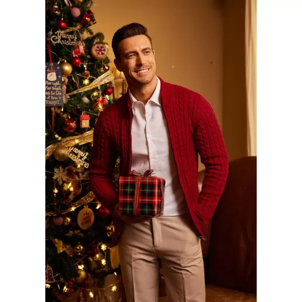 COOFANDY Men's Full Zip Cardigan Sweater Slim Fit Cable Knitted Zip Up Sweater with Pockets