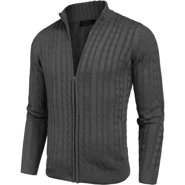 COOFANDY Men's Full Zip Cardigan Sweater Slim Fit Cable Knitted Zip Up Sweater with Pockets