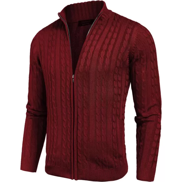 COOFANDY Men's Full Zip Cardigan Sweater Slim Fit Cable Knitted Zip Up Sweater with Pockets