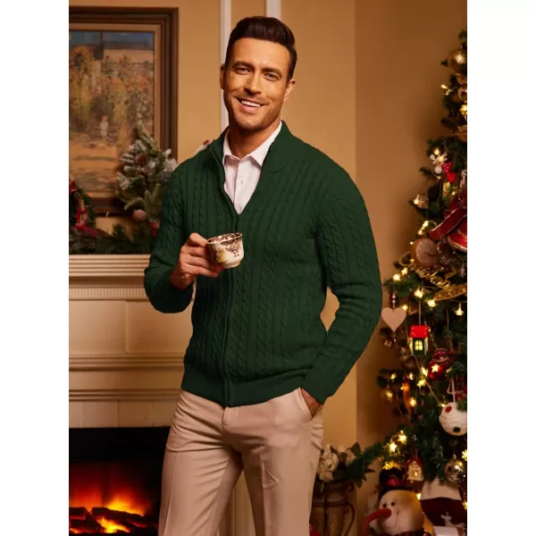 COOFANDY Men's Full Zip Cardigan Sweater Slim Fit Cable Knitted Zip Up Sweater with Pockets