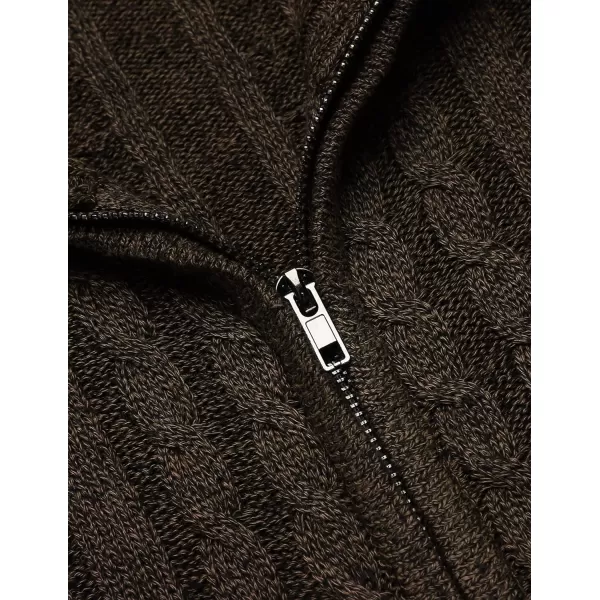 COOFANDY Men's Full Zip Cardigan Sweater Slim Fit Cable Knitted Zip Up Sweater with Pockets