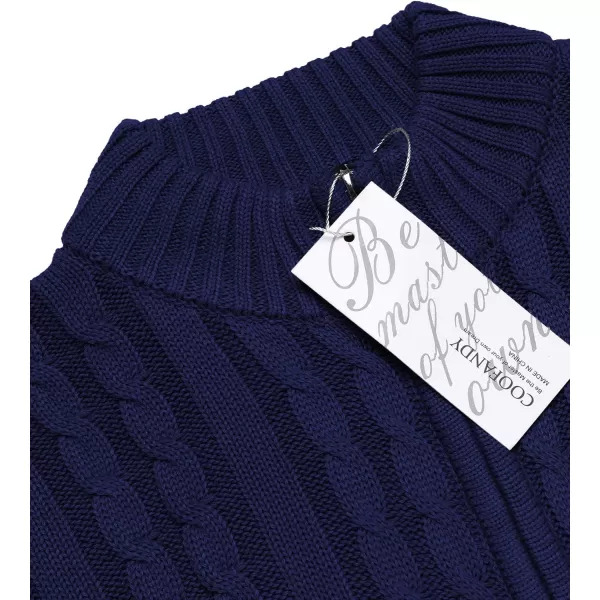 COOFANDY Men's Full Zip Cardigan Sweater Slim Fit Cable Knitted Zip Up Sweater with Pockets