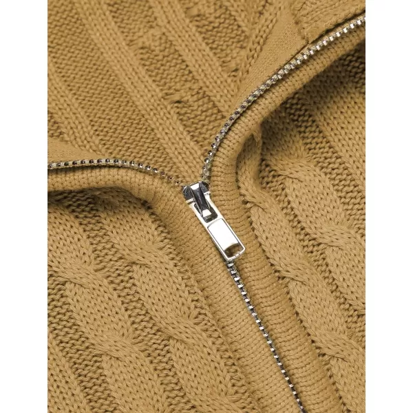 COOFANDY Men's Full Zip Cardigan Sweater Slim Fit Cable Knitted Zip Up Sweater with Pockets