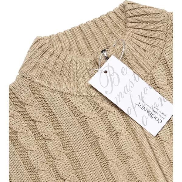 COOFANDY Men's Full Zip Cardigan Sweater Slim Fit Cable Knitted Zip Up Sweater with Pockets