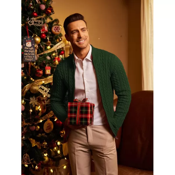 COOFANDY Men's Full Zip Cardigan Sweater Slim Fit Cable Knitted Zip Up Sweater with Pockets