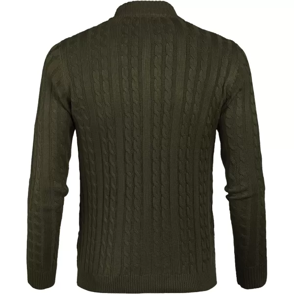 COOFANDY Men's Full Zip Cardigan Sweater Slim Fit Cable Knitted Zip Up Sweater with Pockets