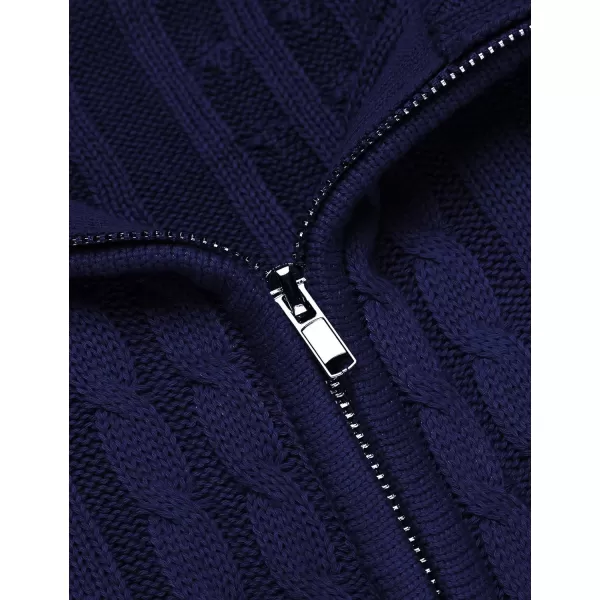 COOFANDY Men's Full Zip Cardigan Sweater Slim Fit Cable Knitted Zip Up Sweater with Pockets