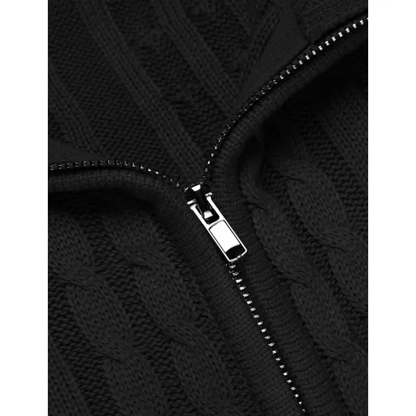 COOFANDY Men's Full Zip Cardigan Sweater Slim Fit Cable Knitted Zip Up Sweater with Pockets