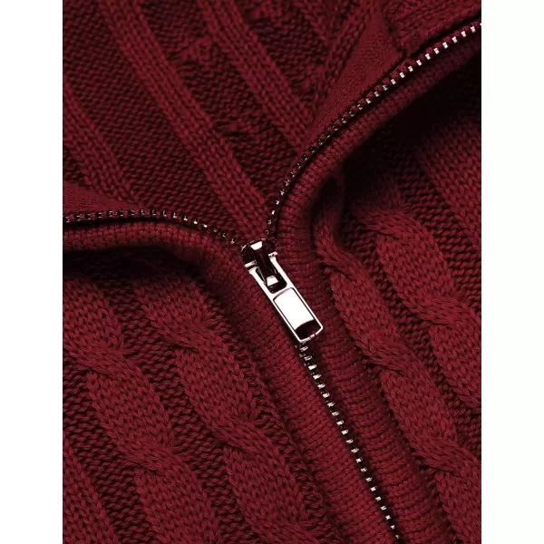 COOFANDY Men's Full Zip Cardigan Sweater Slim Fit Cable Knitted Zip Up Sweater with Pockets