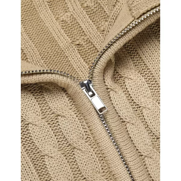 COOFANDY Men's Full Zip Cardigan Sweater Slim Fit Cable Knitted Zip Up Sweater with Pockets