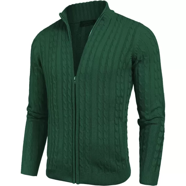 COOFANDY Men's Full Zip Cardigan Sweater Slim Fit Cable Knitted Zip Up Sweater with Pockets