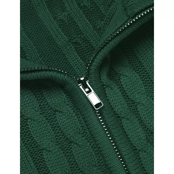 COOFANDY Men's Full Zip Cardigan Sweater Slim Fit Cable Knitted Zip Up Sweater with Pockets
