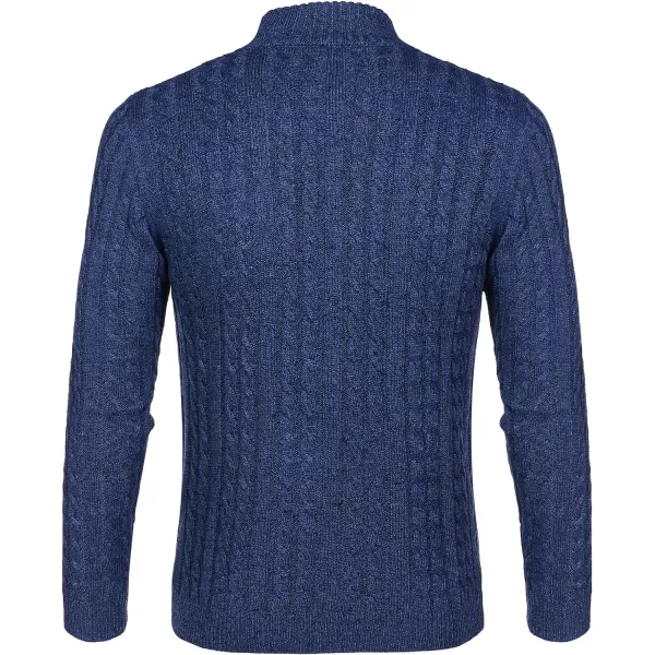 COOFANDY Men's Full Zip Cardigan Sweater Slim Fit Cable Knitted Zip Up Sweater with Pockets
