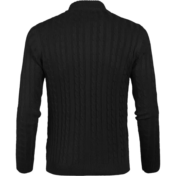 COOFANDY Men's Full Zip Cardigan Sweater Slim Fit Cable Knitted Zip Up Sweater with Pockets