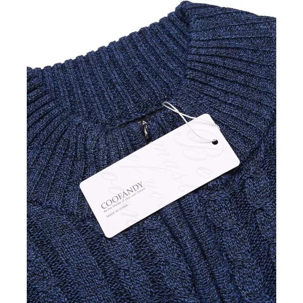 COOFANDY Men's Full Zip Cardigan Sweater Slim Fit Cable Knitted Zip Up Sweater with Pockets