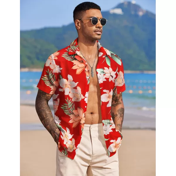 COOFANDY Mens Hawaiian Floral Shirts Tropical Button Down Shirt Summer Beach Shirt