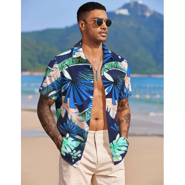 COOFANDY Mens Hawaiian Floral Shirts Tropical Button Down Shirt Summer Beach Shirt
