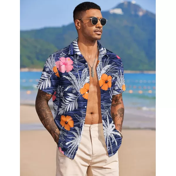COOFANDY Mens Hawaiian Floral Shirts Tropical Button Down Shirt Summer Beach Shirt
