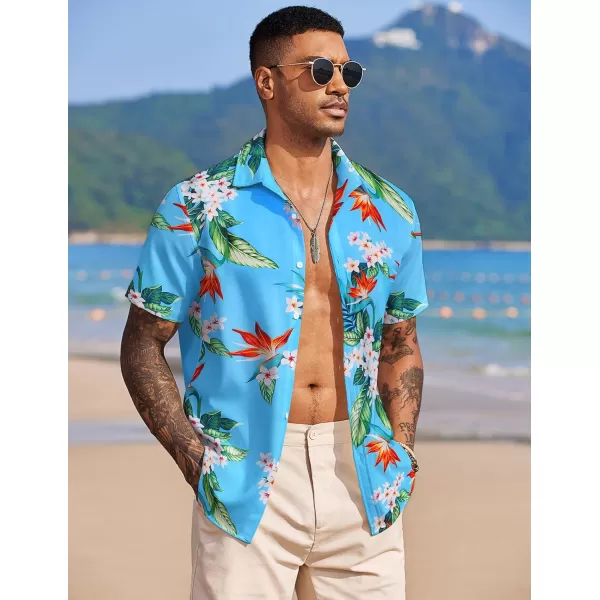 COOFANDY Mens Hawaiian Floral Shirts Tropical Button Down Shirt Summer Beach Shirt
