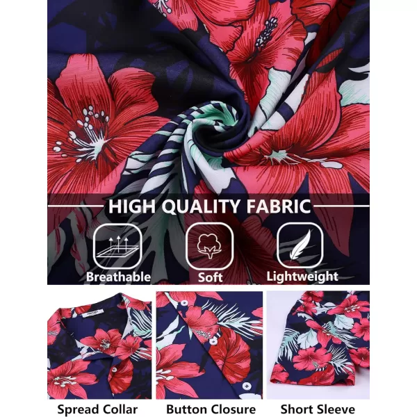 COOFANDY Mens Hawaiian Floral Shirts Tropical Button Down Shirt Summer Beach Shirt