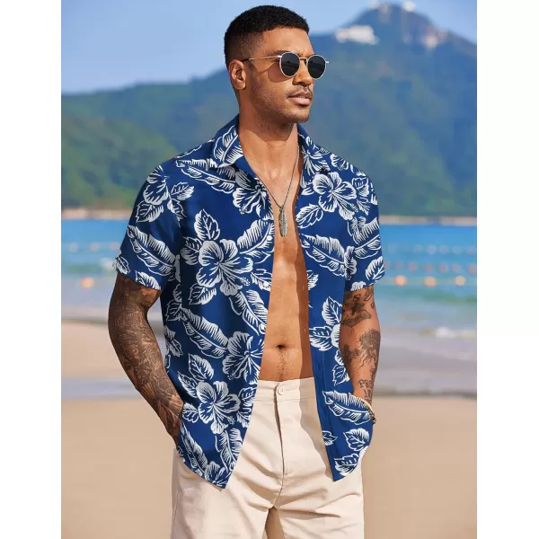 COOFANDY Mens Hawaiian Floral Shirts Tropical Button Down Shirt Summer Beach Shirt