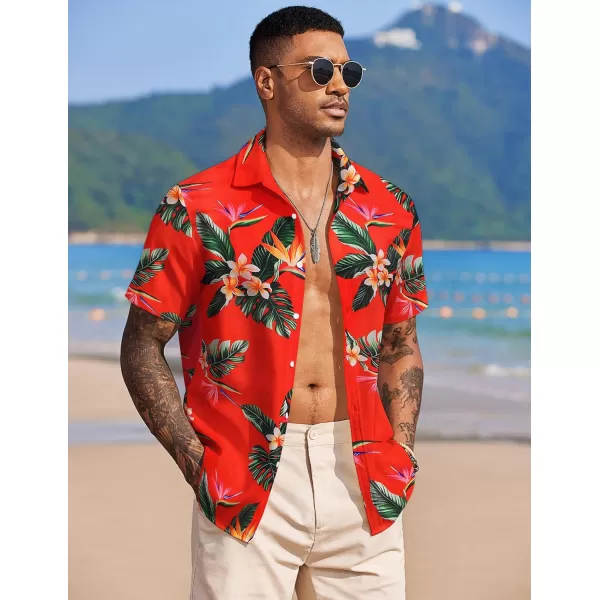 COOFANDY Mens Hawaiian Floral Shirts Tropical Button Down Shirt Summer Beach Shirt