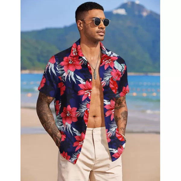 COOFANDY Mens Hawaiian Floral Shirts Tropical Button Down Shirt Summer Beach Shirt